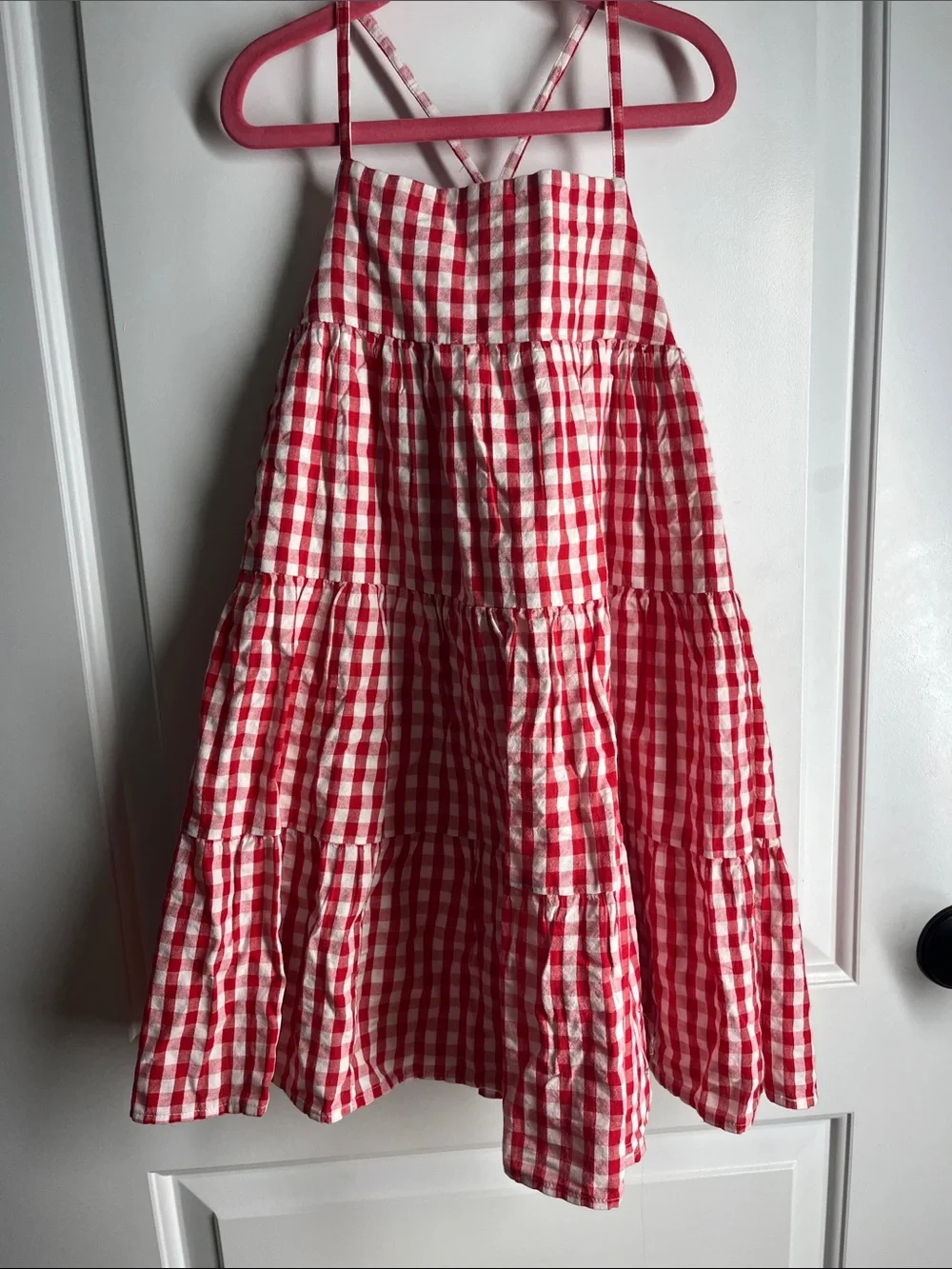 GAP kids Red Gingham Tiered Sundress size small